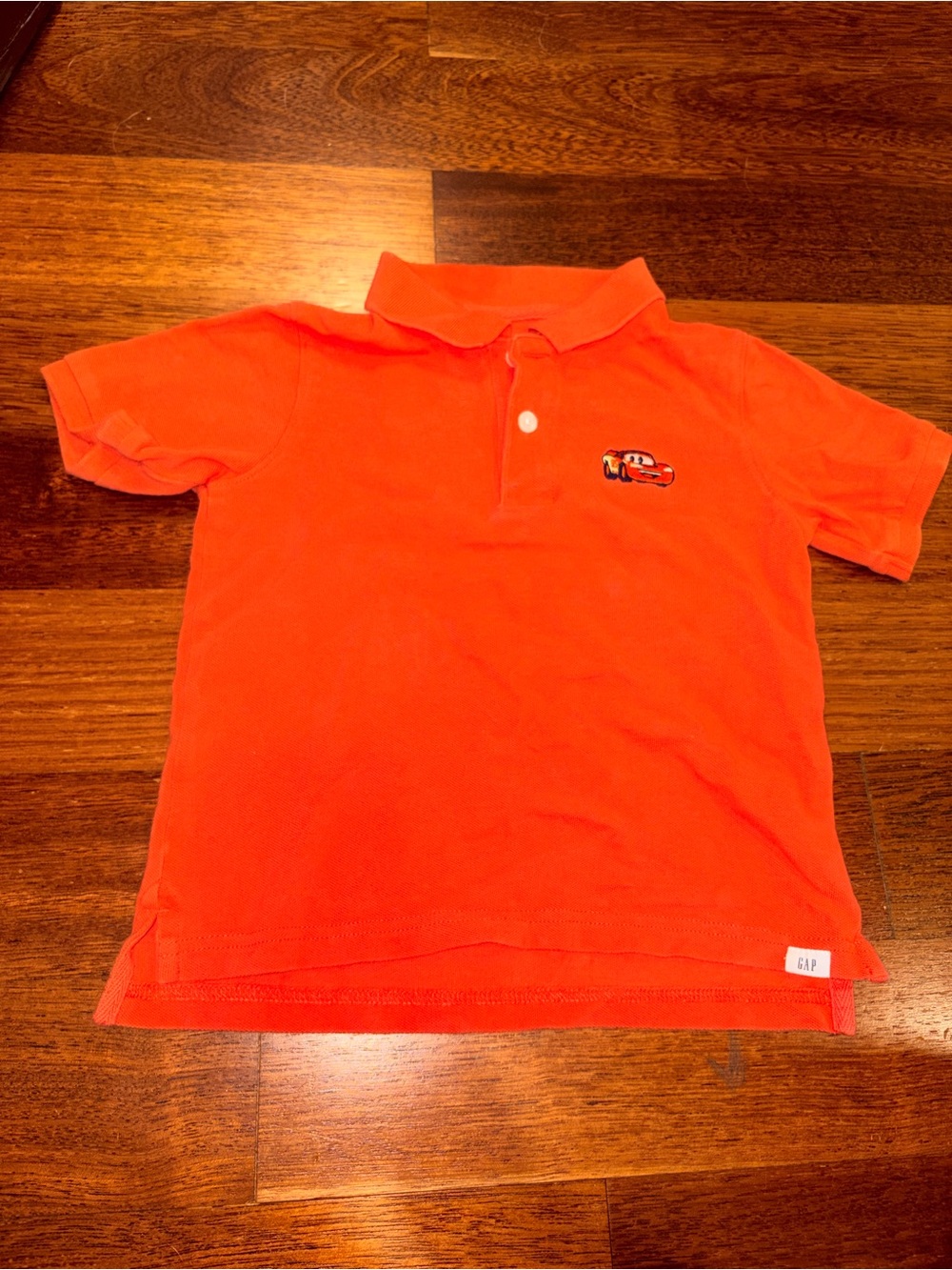 GAP Kids Orange Polo Shirt with Lightening McQueen Embroidery
